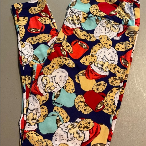 LulaRoe Christmas Santa hot chocolate Leggings TC 12-18 - Picture 1 of 5